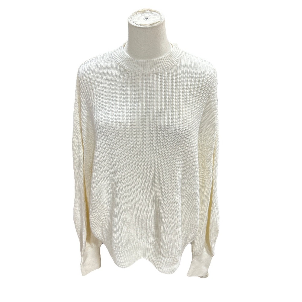 Gloria Sweater Large Women's White Pullover Cotton